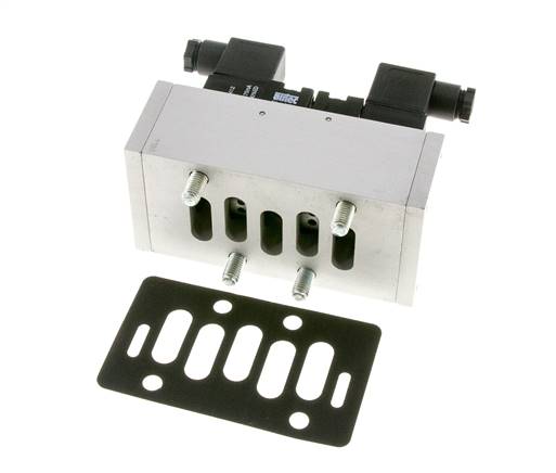 5/3 ISO 5599-3 Válvula solenoide central de escape 48V DC 3-10bar/42-140psi Airtec