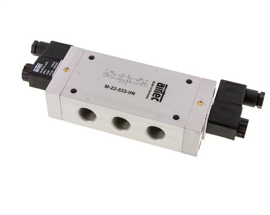 válvula solenoide central de escape 5/3 G1/2'' 24V DC 3-10bar/42-140psi Airtec