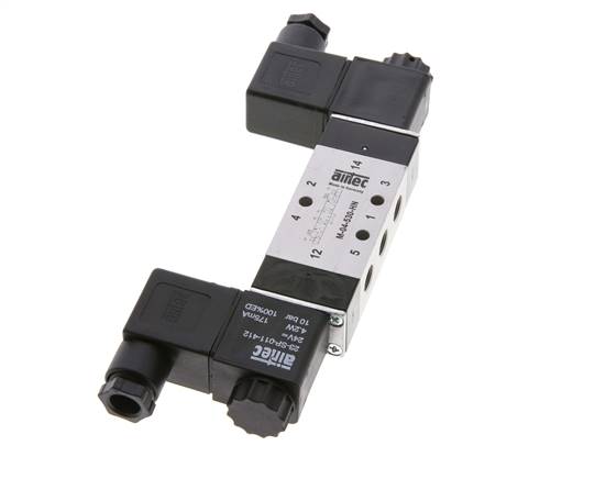5/3 G1/8'' Válvula solenoide de centro cerrado 230V AC 3-10bar/42-140psi Airtec