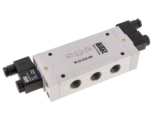válvula solenoide central de escape 5/3 G1/2'' 24V AC 3-10bar/42-140psi Airtec