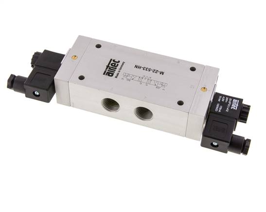 válvula solenoide central de escape 5/3 G1/2'' 24V AC 3-10bar/42-140psi Airtec