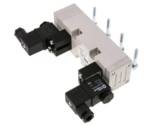 5/3 ISO 5599-2 Válvula solenoide de centro de presión 12V DC 2-10bar/28-140psi YPC