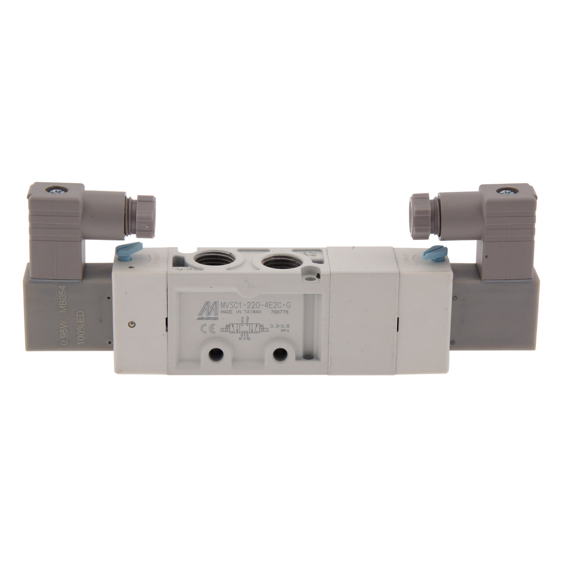G1/4'' 24 V CC Válvula Solenoide 5/3 Vías Centro Cerrado 3-8bar MVSC1
