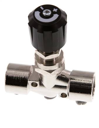 Válvula de aguja de latón niquelado G3/8'' NBR 18 bar - NLBN