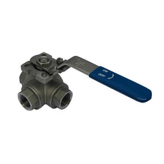 144L - G3/8'' 3-Way (L) Ball Valve Stainless Steel F/F/F ISO-Top
