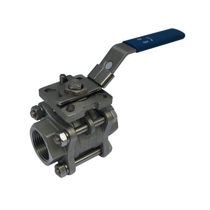 665 - G2-1/2'' 2-Way Ball Valve 3-Piece Stainless Steel Full Bore ISO-Top