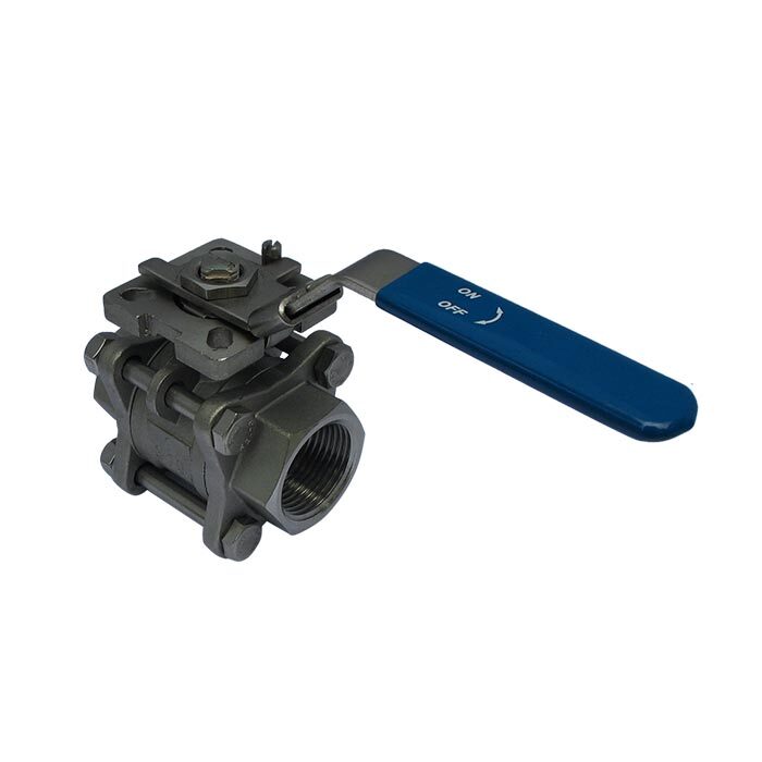665 - G3/8'' 2-Way Ball Valve 3-Piece Stainless Steel Full Bore ISO-Top