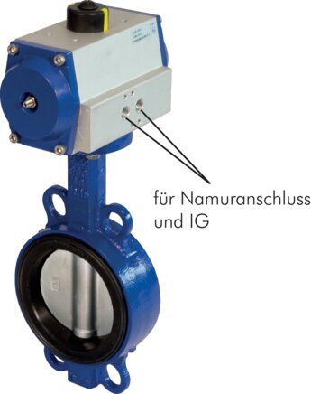 DN125 (5 inch) Wafer Pneumatic Butterfly Valve GG25-Stainless Steel-EPDM Double Acting - BFLW