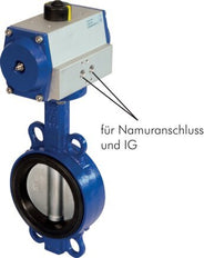 DN150 (6 inch) Wafer Pneumatic Butterfly Valve GG25-GGG40 polyamide-coated-EPDM Double Acting - BFLW