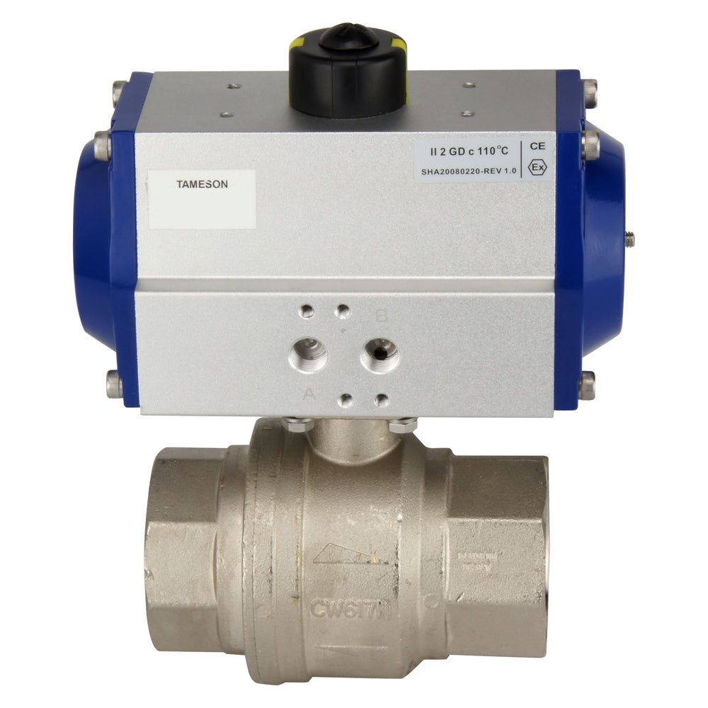 Válvula de bola neumática de latón de 2 vías y doble efecto G3'' - BL2BA