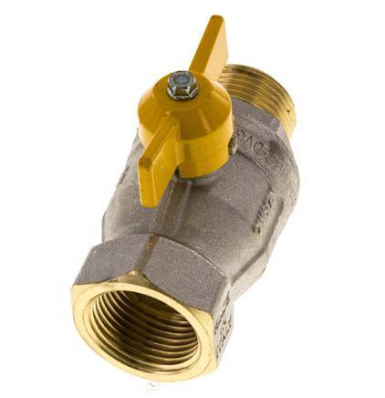 Válvula de bola de latón de 2 vías con mango de mariposa, macho a hembra R/Rp de 1 pulgada