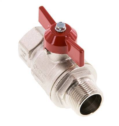 Válvula de bola de latón de 2 vías con mango de mariposa de 3/4 de pulgada de rosca macho a hembra R/Rp