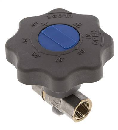 Válvula de bola de latón de 3/8 pulgadas de cierre suave para gas y agua de 2 vías