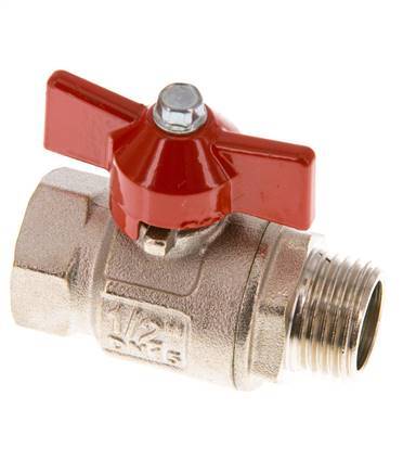 Válvula de bola de latón de 2 vías con maneta de mariposa macho a hembra G/G de 1/2 pulgada