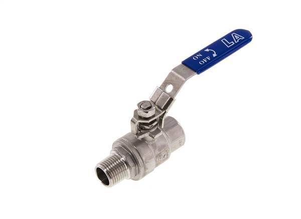 Válvula de bola de acero inoxidable de 2 vías macho a hembra R/Rp 1/2 pulgadas PN 63