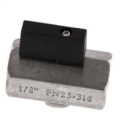 G 1/8 pulgada Miniválvula de bola de 2 vías de acero inoxidable 25 Bar