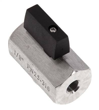 G 1/8 pulgada Miniválvula de bola de 2 vías de acero inoxidable 25 Bar