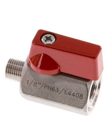 Válvula de bola de acero inoxidable de 2 vías de 1/8 de pulgada macho a hembra 63 Bar