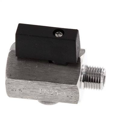 Válvula de bola de acero inoxidable de 2 vías de 1/4 de pulgada macho a hembra 25 Bar