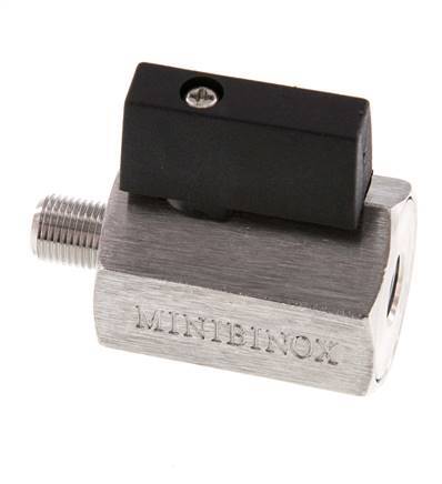 Válvula de bola de acero inoxidable de 2 vías, macho a hembra, de 1/8 de pulgada, 25 bar