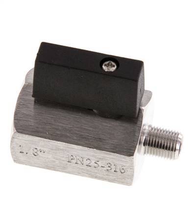 Válvula de bola de acero inoxidable de 2 vías, macho a hembra, de 1/8 de pulgada, 25 bar