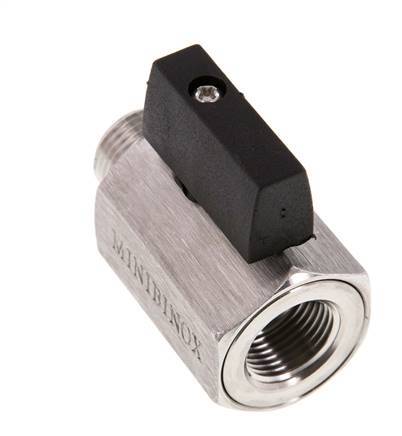 Válvula de bola de acero inoxidable de 2 vías, macho a hembra, de 3/8 pulgadas, 25 bar