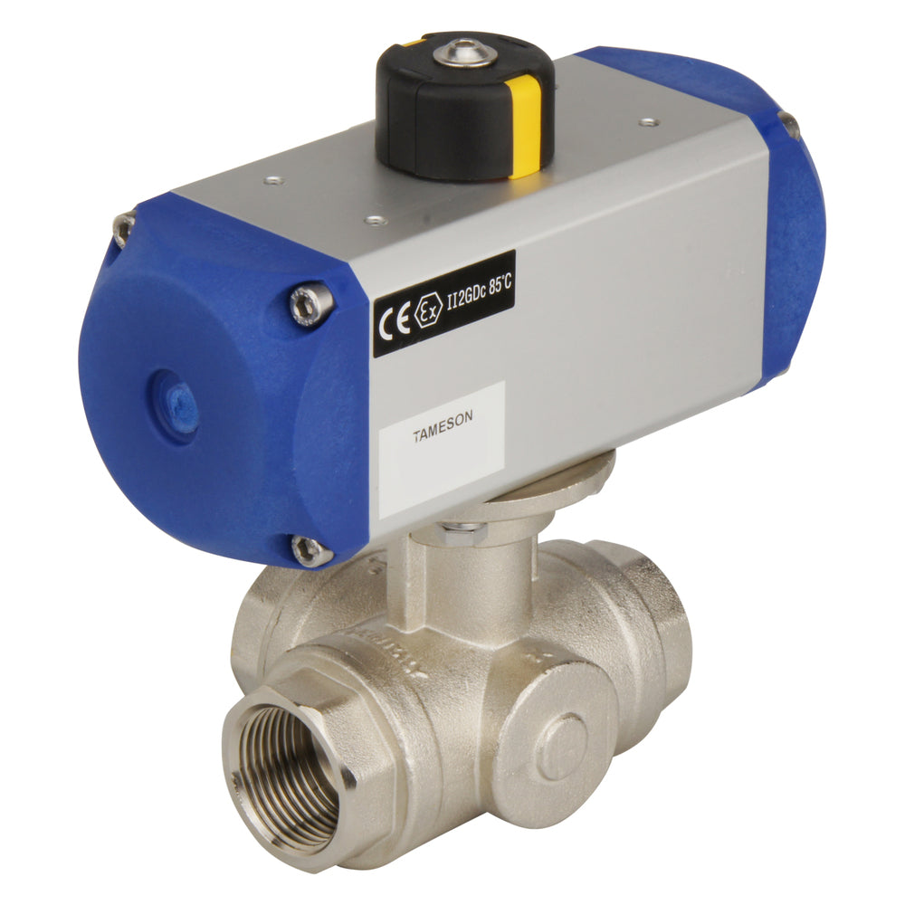 Válvula De Bola Pneumática T-port De Latón De 3 Vías De Doble Efecto - BL3BA