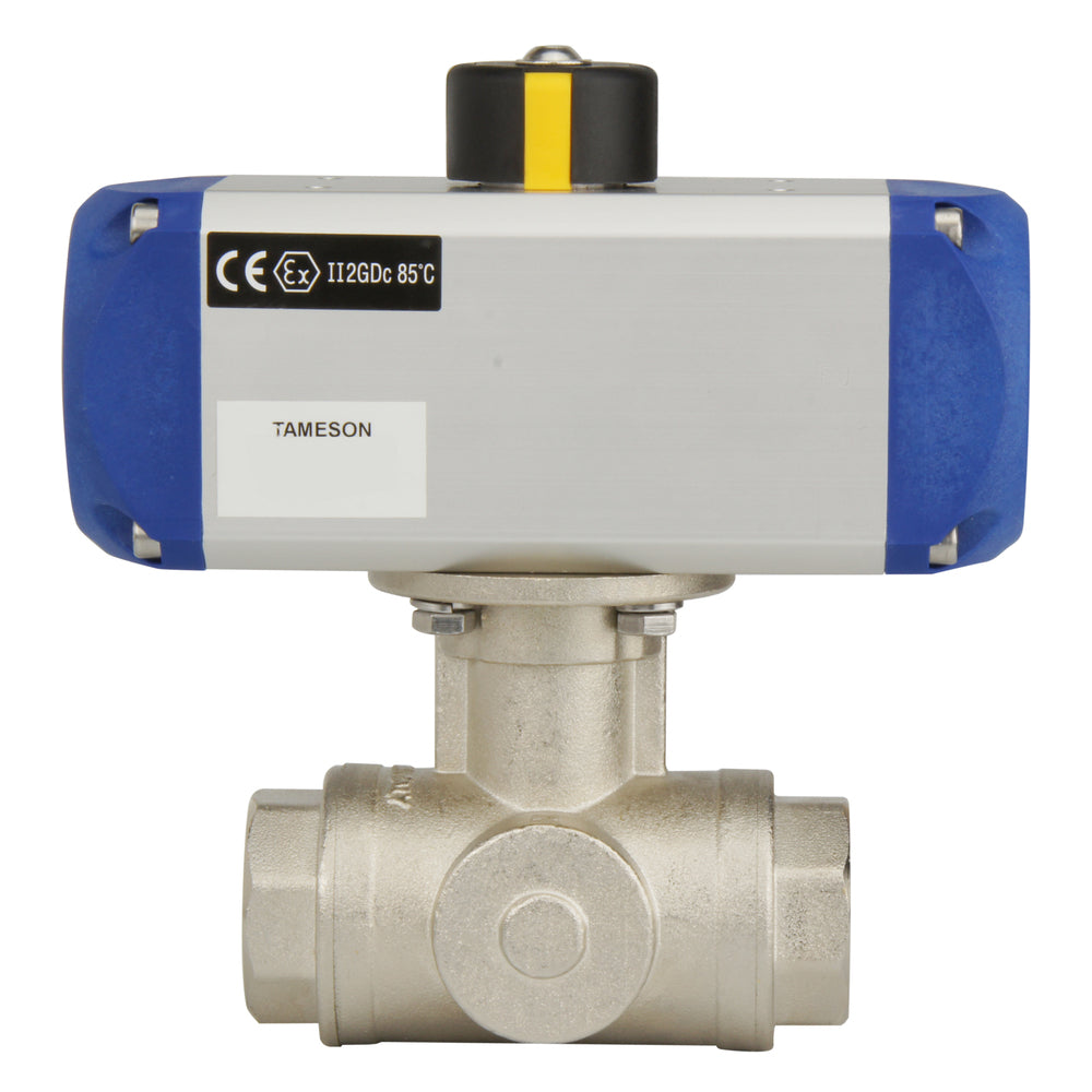 Válvula De Bola Pneumática T-port De Latón De 3 Vías De Doble Efecto - BL3BA