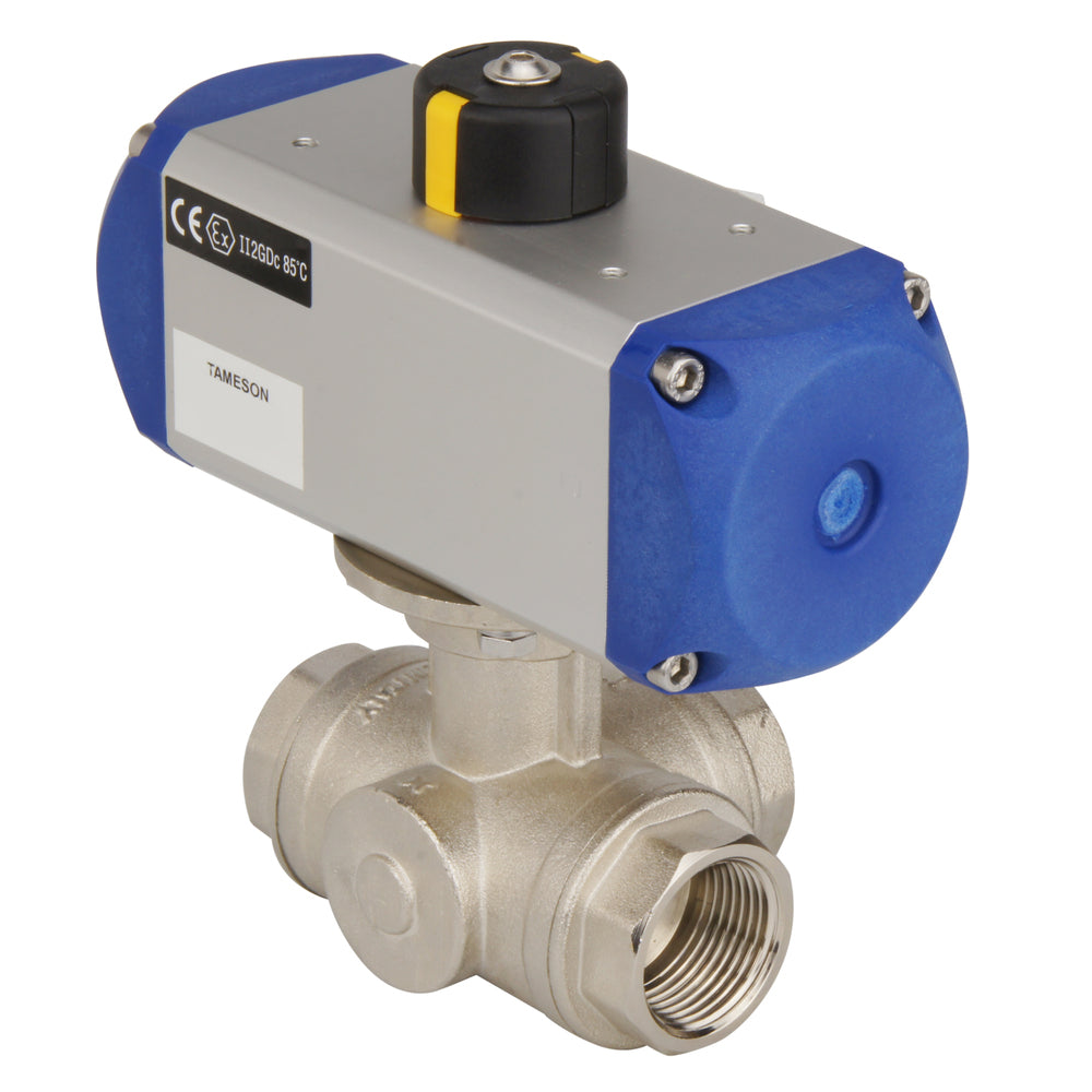 Válvula De Bola Pneumática De 3 Vías En Latón De G1-1/4'' Doble Efecto - BL3BA