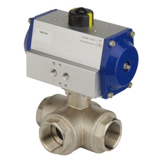 G2'' Válvula De Bola Neumática De 3 Vías En Latón Abierta Por Resorte - BL3BA