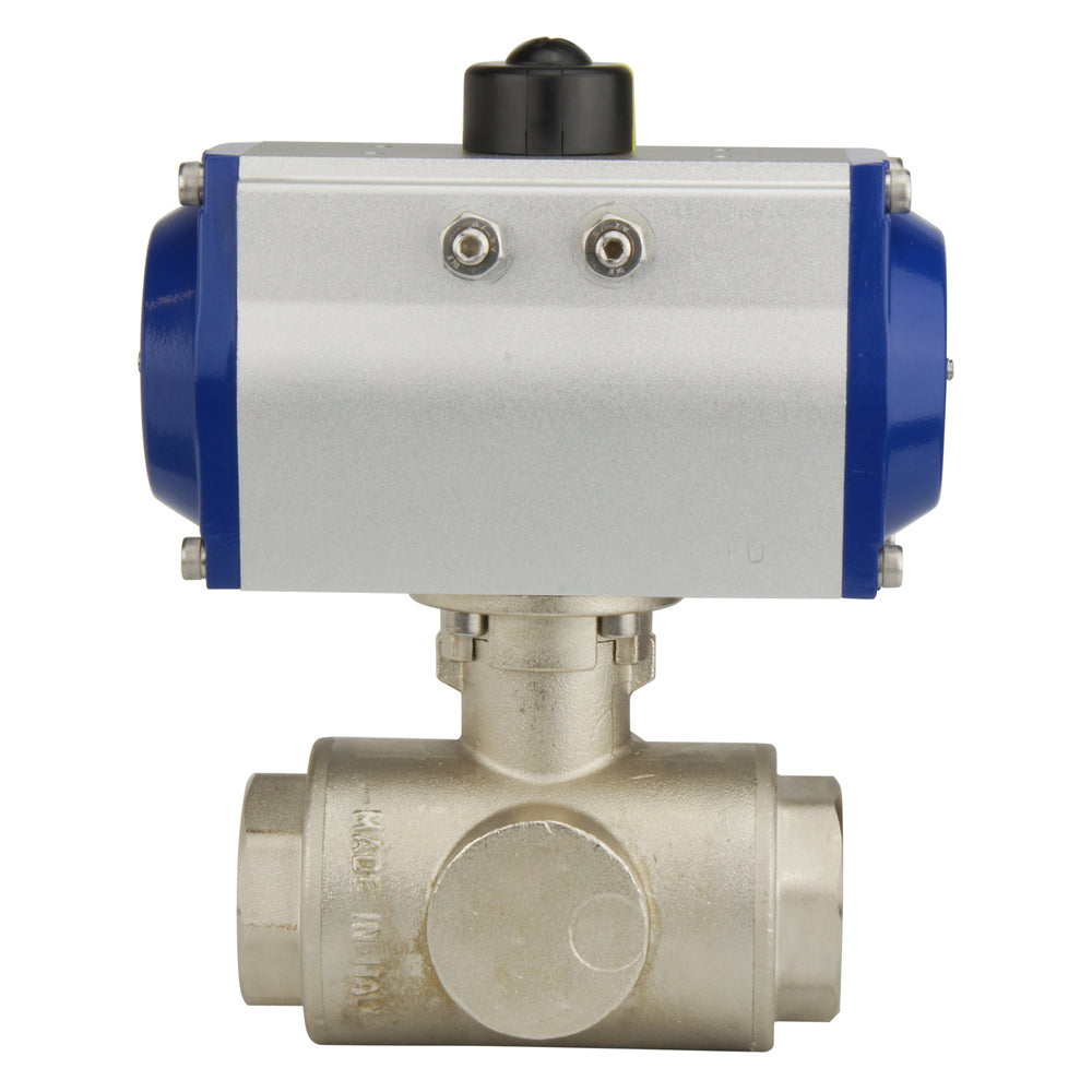 G2'' Válvula De Bola Neumática De 3 Vías En Latón Abierta Por Resorte - BL3BA