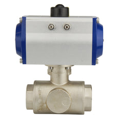 Válvula De Bola Neumática De 3 Vías En L De Latón Con Resorte Cerrado - BL3BA