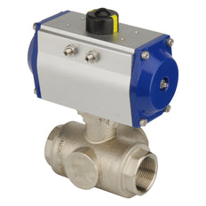 G2'' Válvula De Bola Neumática De 3 Vías En Latón Abierta Por Resorte - BL3BA