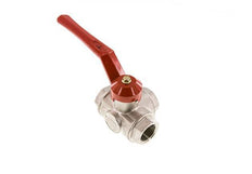 G1'' 3-way T-port Ball Valve Brass PTFE/NBR 45 bar - BL3BM