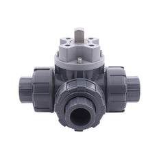 Solvent Socket 40 mm T-bore 3-Way PVC Ball Valve ISO-Top 10 bar PTFE/EPDM