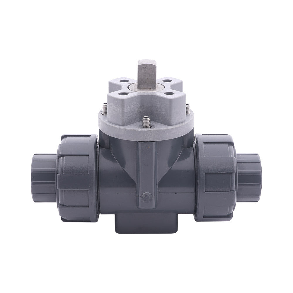 Solvent Socket 40 mm T-bore 3-Way PVC Ball Valve ISO-Top 10 bar PTFE/EPDM