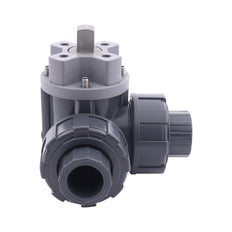 Solvent Socket 40 mm T-bore 3-Way PVC Ball Valve ISO-Top 10 bar PTFE/EPDM
