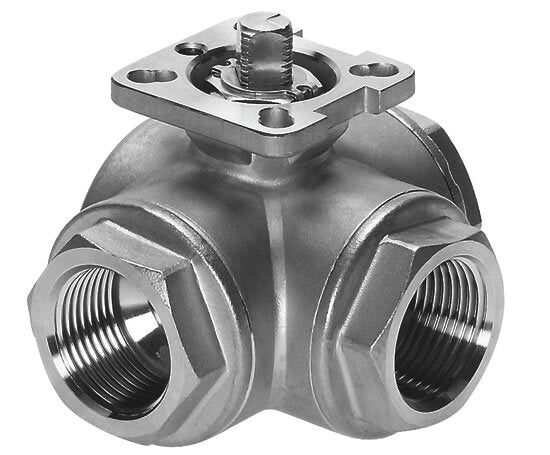 Válvula de bola de acero inoxidable de 3 vías G1-1/2'' con puerto en L ISO-Top 63bar - BL3SA