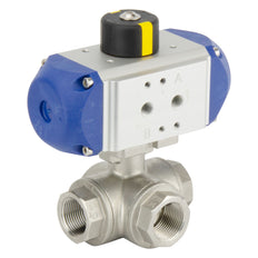 Válvula De Bola Neumática De Acero Inoxidable De 3 Vías En L G1/4'' Abierta Por Resorte - BL3SA