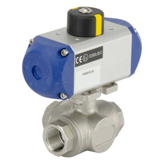 Válvula De Bola Neumática De Acero Inoxidable De 3 Vías En L G1/4'' Abierta Por Resorte - BL3SA