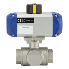 Válvula De Bola Neumática De Acero Inoxidable De 3 Vías En L G1/4'' Abierta Por Resorte - BL3SA