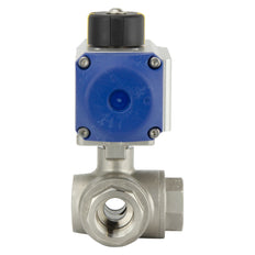 Válvula De Bola Neumática De Acero Inoxidable De 3 Vías En L G1/4'' Abierta Por Resorte - BL3SA