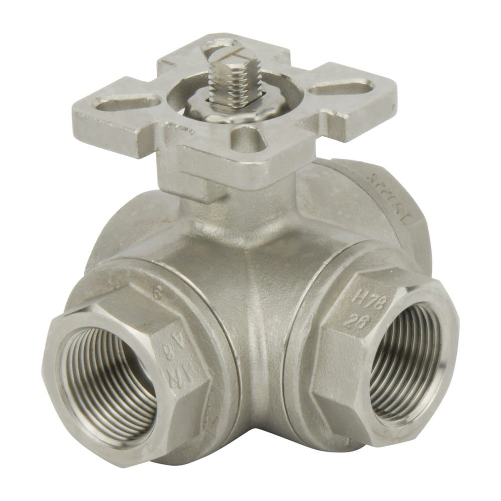 Válvula De Bola Neumática De Acero Inoxidable De 3 Vías En L G1/4'' Abierta Por Resorte - BL3SA