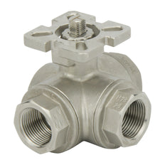 Válvula De Bola Neumática De Acero Inoxidable De 3 Vías En L G1/4'' Abierta Por Resorte - BL3SA