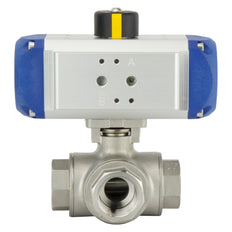 Válvula De Bola Neumática T-port De Acero Inoxidable De Doble Efecto G1-1/2'' - BL3SA