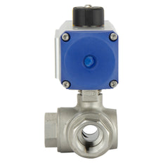 Válvula De Bola Neumática T-port De Acero Inoxidable De Doble Efecto G1-1/4'' - BL3SA