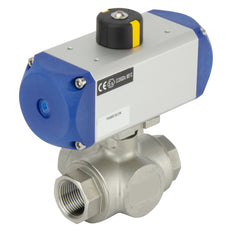 Válvula De Bola Neumática De Acero Inoxidable De 3 Vías En L G3/4'' Abierta Por Resorte - BL3SA