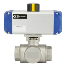 Válvula De Bola Neumática T-port De Acero Inoxidable De Doble Efecto G1-1/2'' - BL3SA