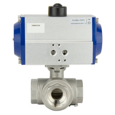 G4'' 3-Way T-port Stainless Steel Pneumatic Ball Valve Double Acting - BL3SA
