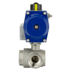 G4'' 3-Way L-port Stainless Steel Pneumatic Ball Valve Double Acting - BL3SA